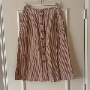 Madewell A-Line Skirt in Brown and White Stripes